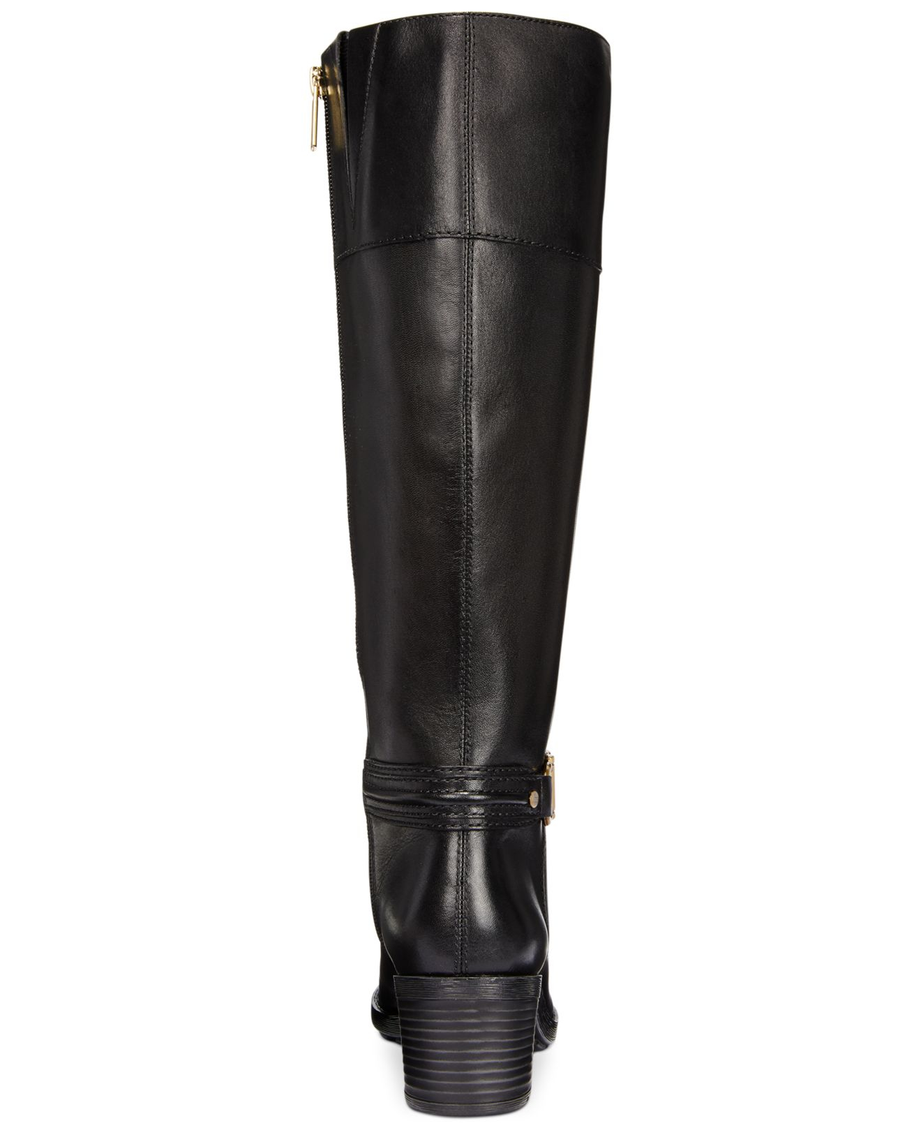 Bandolino Ulla Wide Calf Riding Boots in Black (Black Leather) | Lyst