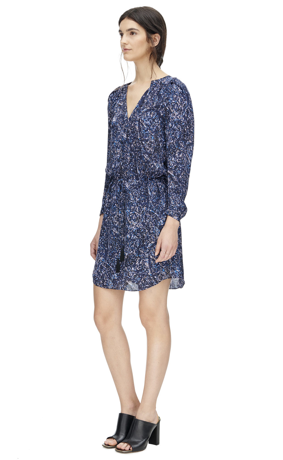 Lyst Rebecca Taylor Long Sleeve Block Print Dress In Blue Gallery