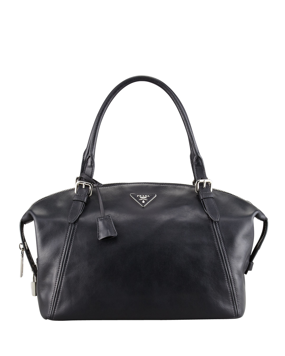 Prada Soft Calfskin Duffle Bag in Black | Lyst  