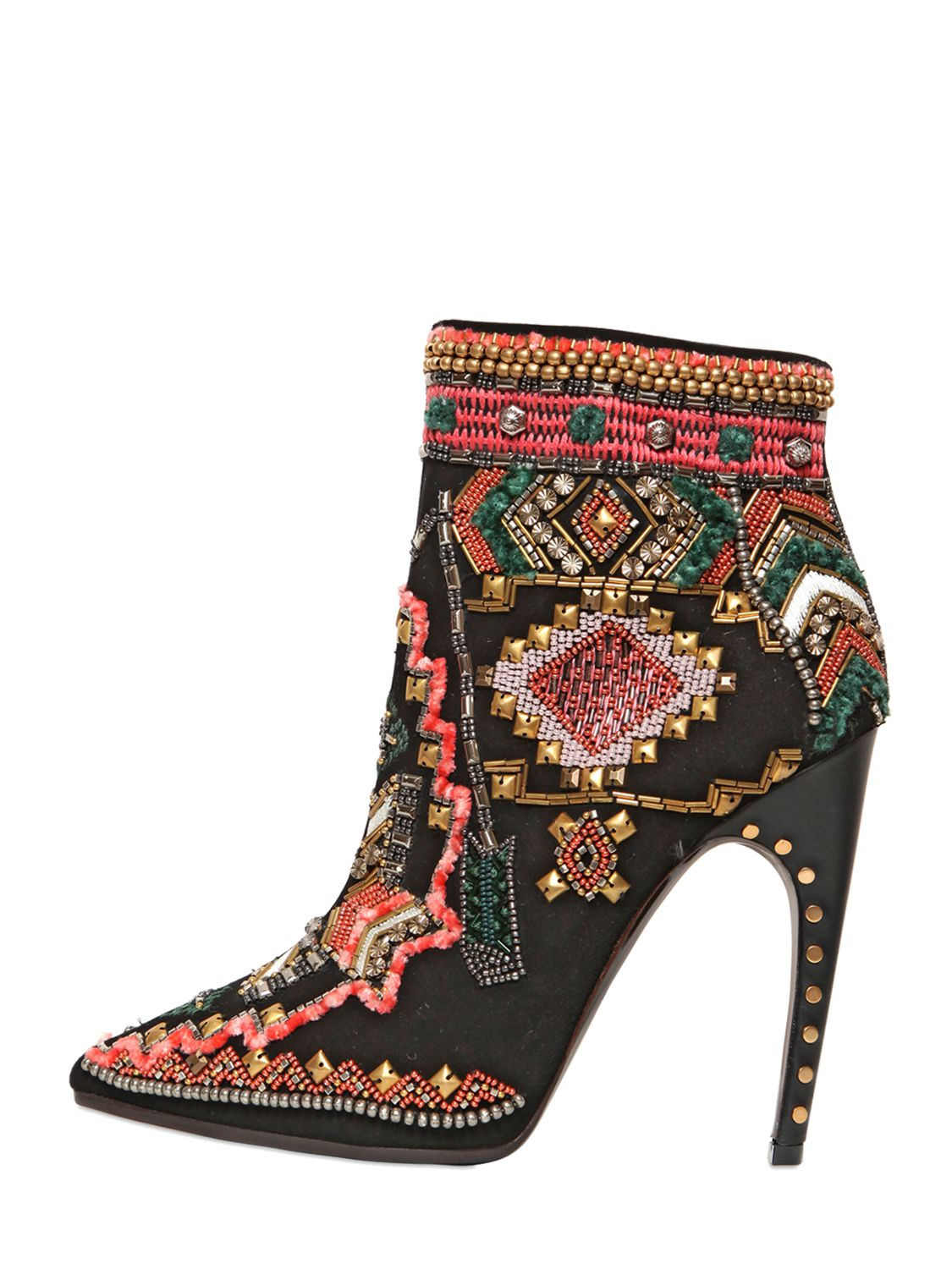 Lyst - Emilio Pucci 115mm Suede Embroidered Ankle Boots