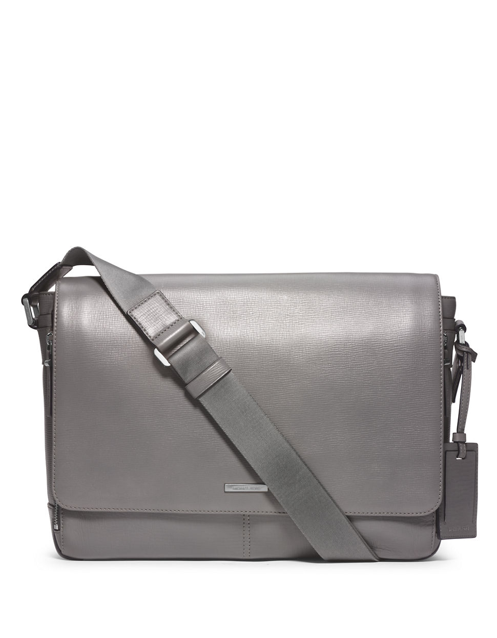 Lyst - Michael Kors Warren Leather Large Messenger Bag in Gray for Men