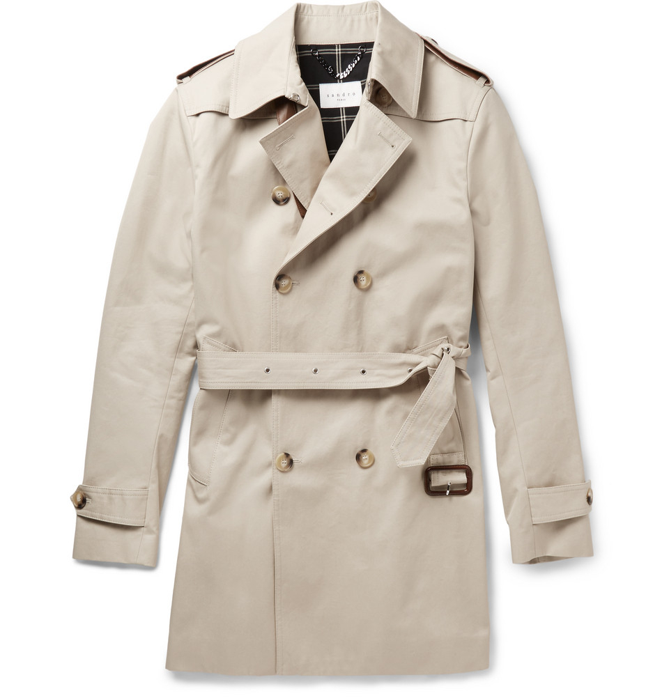 Lyst - Sandro Double-Breasted Cotton Trench Coat in Natural for Men