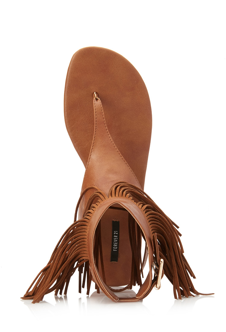 Lyst Forever 21 Free Spirit Fringe Sandals in Brown Lyst Forever 21 Free Spirit Fringe Sandals in Brown