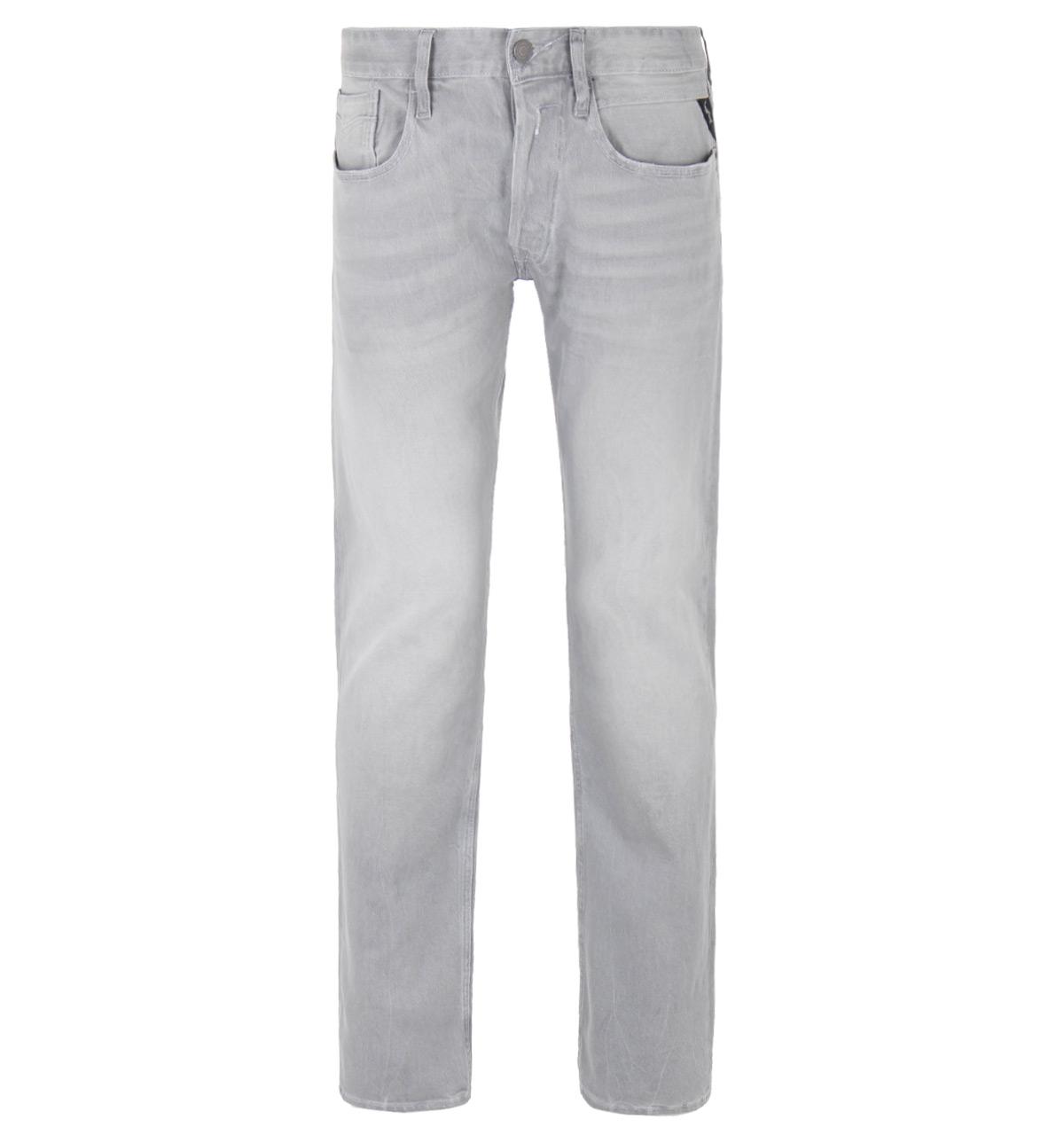 Lyst - Replay Newbill Light Grey Stretch Denim Comfort Fit Jeans in ...