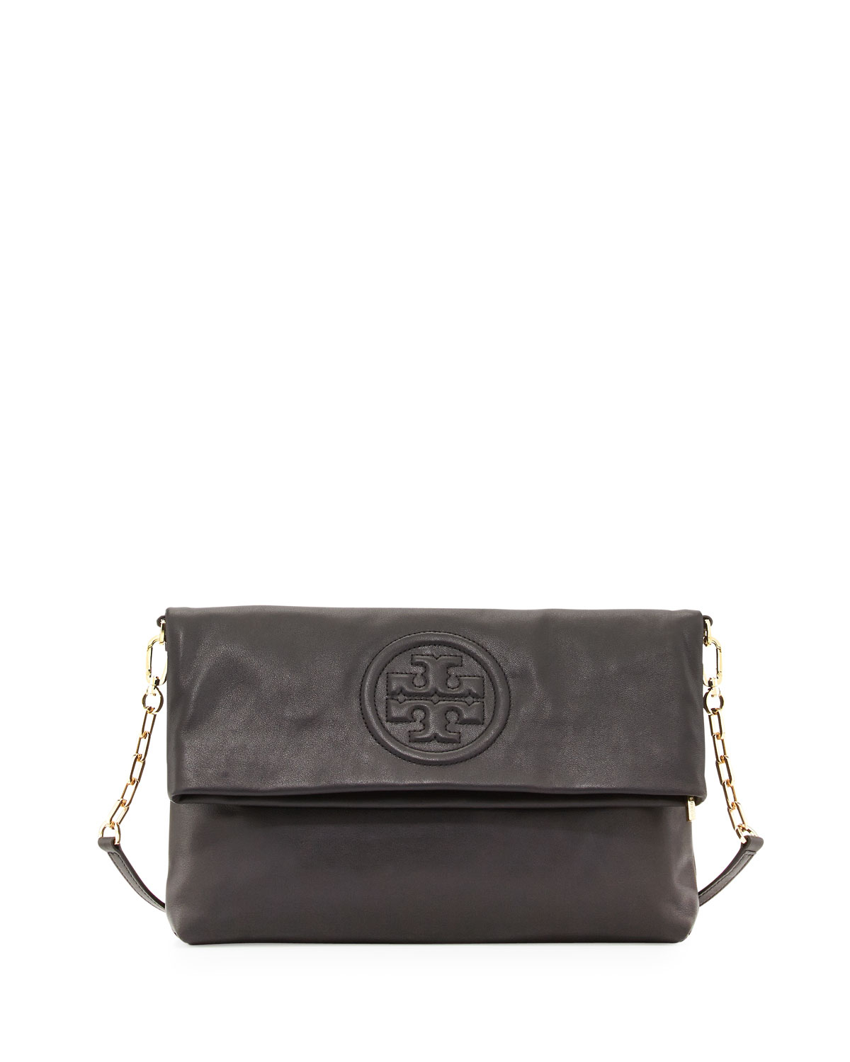 Tory burch Bombe Foldover Crossbody Clutch Bag Black in Black | Lyst