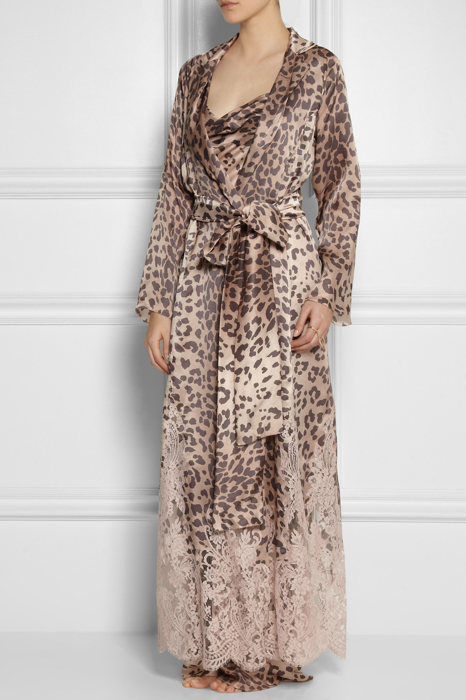 Lyst - Rosamosario Tarzan Loves Jane Leopard-Print Silk-Satin Robe