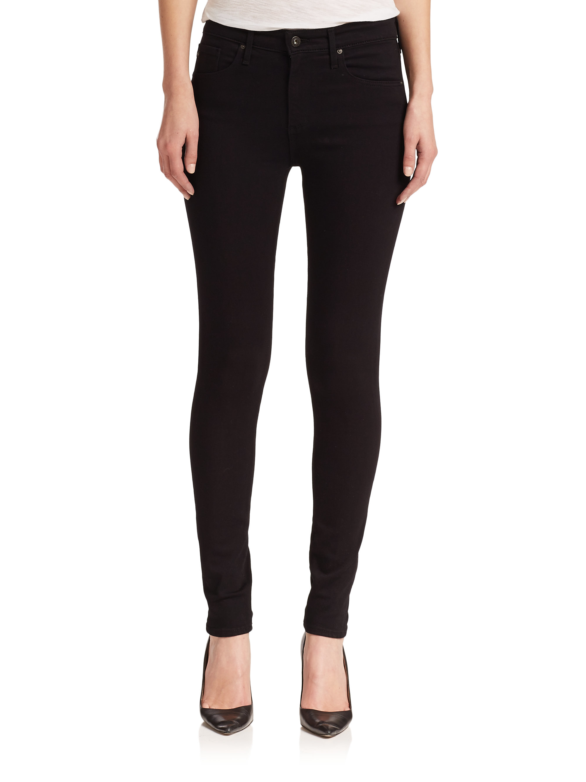 Ag Jeans Farrah High-rise Skinny Jeans in Black (super black) | Lyst