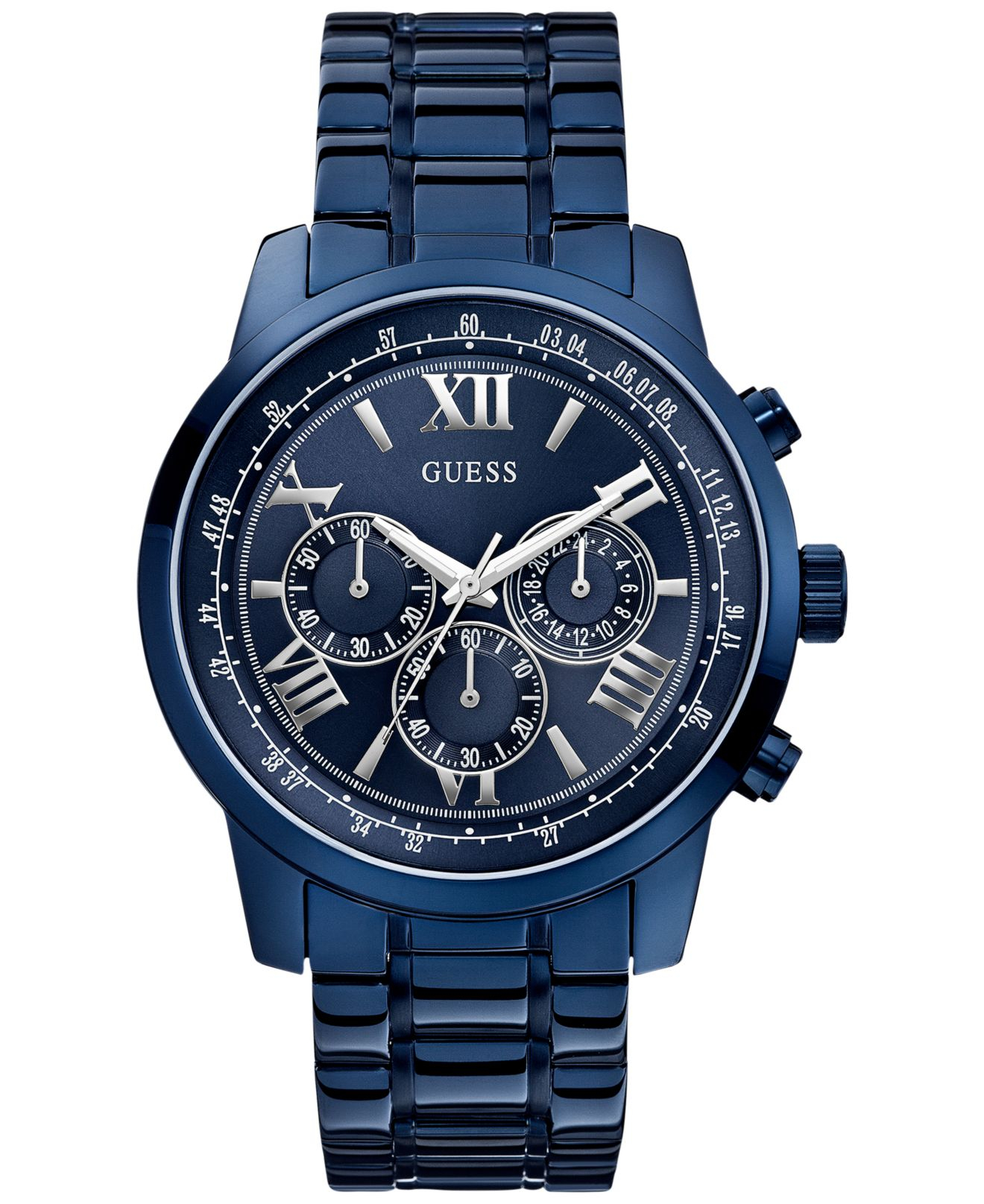 Guess Men'S Chronograph Blue-Tone Bracelet Watch 45Mm U0379G5 in Blue ...