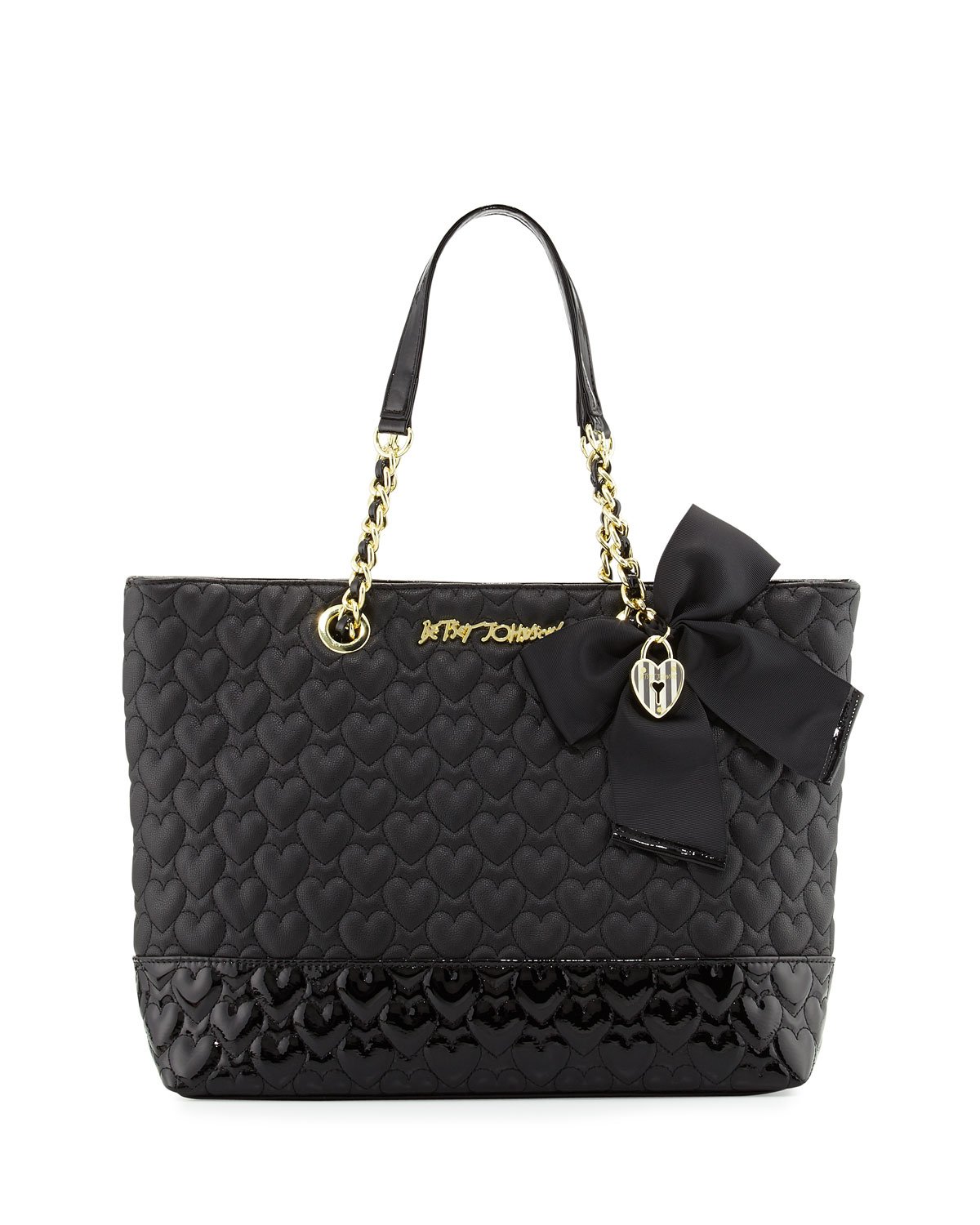 Betsey johnson Be Mine Quilted Tote Bag in Black | Lyst