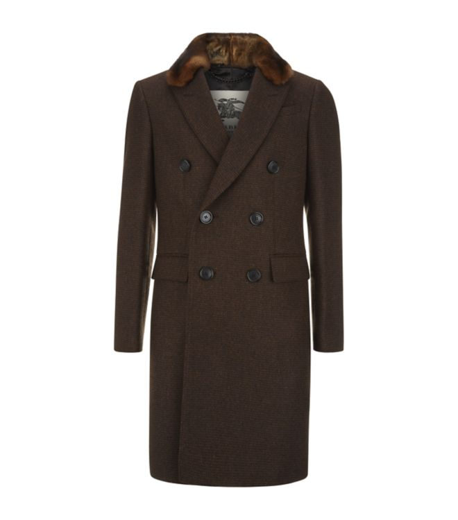 Burberry london Winterfield Fur Collar Coat in Brown for Men | Lyst