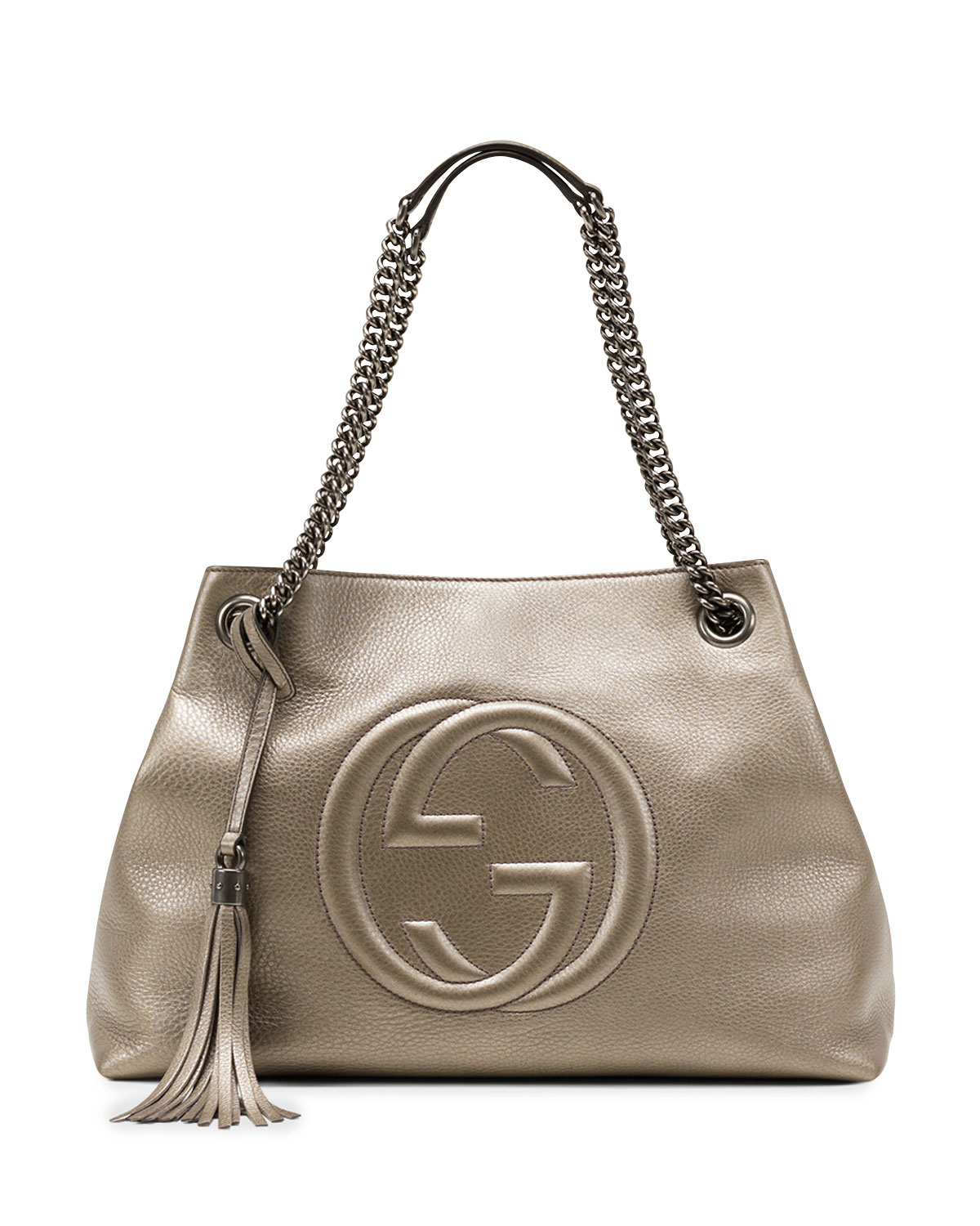 Lyst - Gucci Soho Metallic Leather Shoulder Bag in Natural
