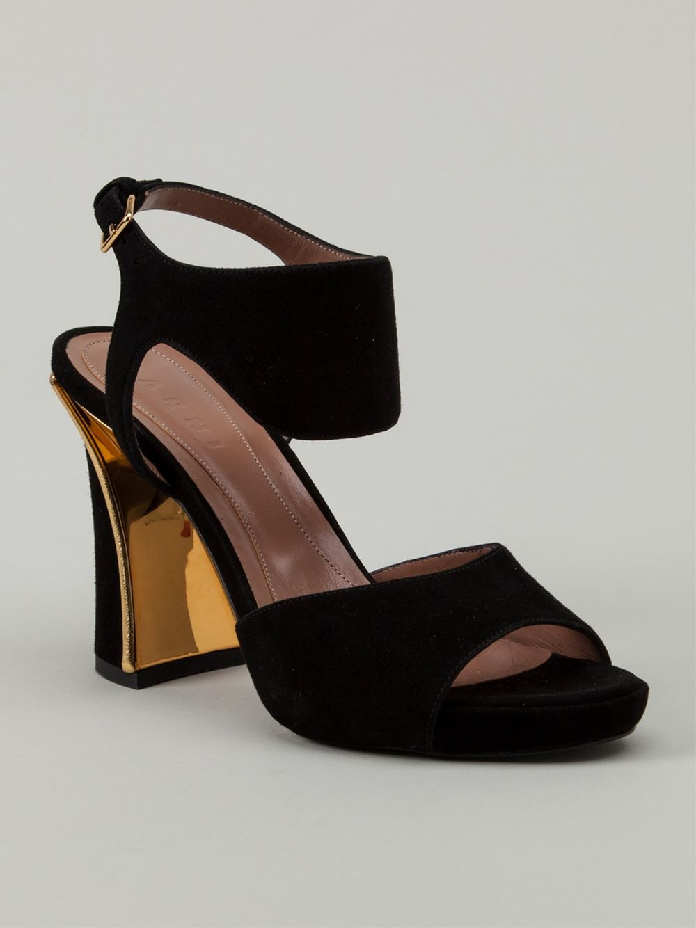 Marni Flared Heel Sandals in Black