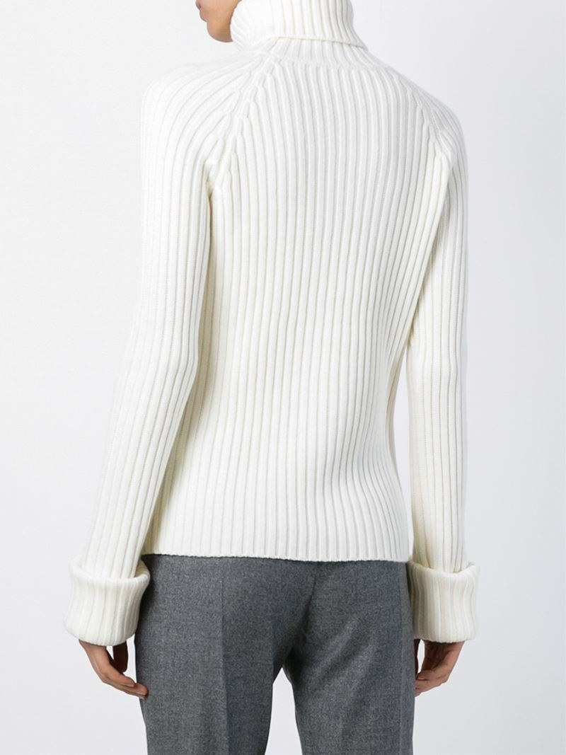 JOSEPH Ribbed Turtleneck Sweater in White - Lyst