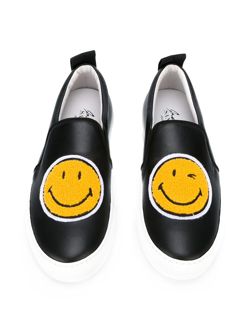 Joshua sanders Smiley Leather Slip-On Sneakers in Black | Lyst