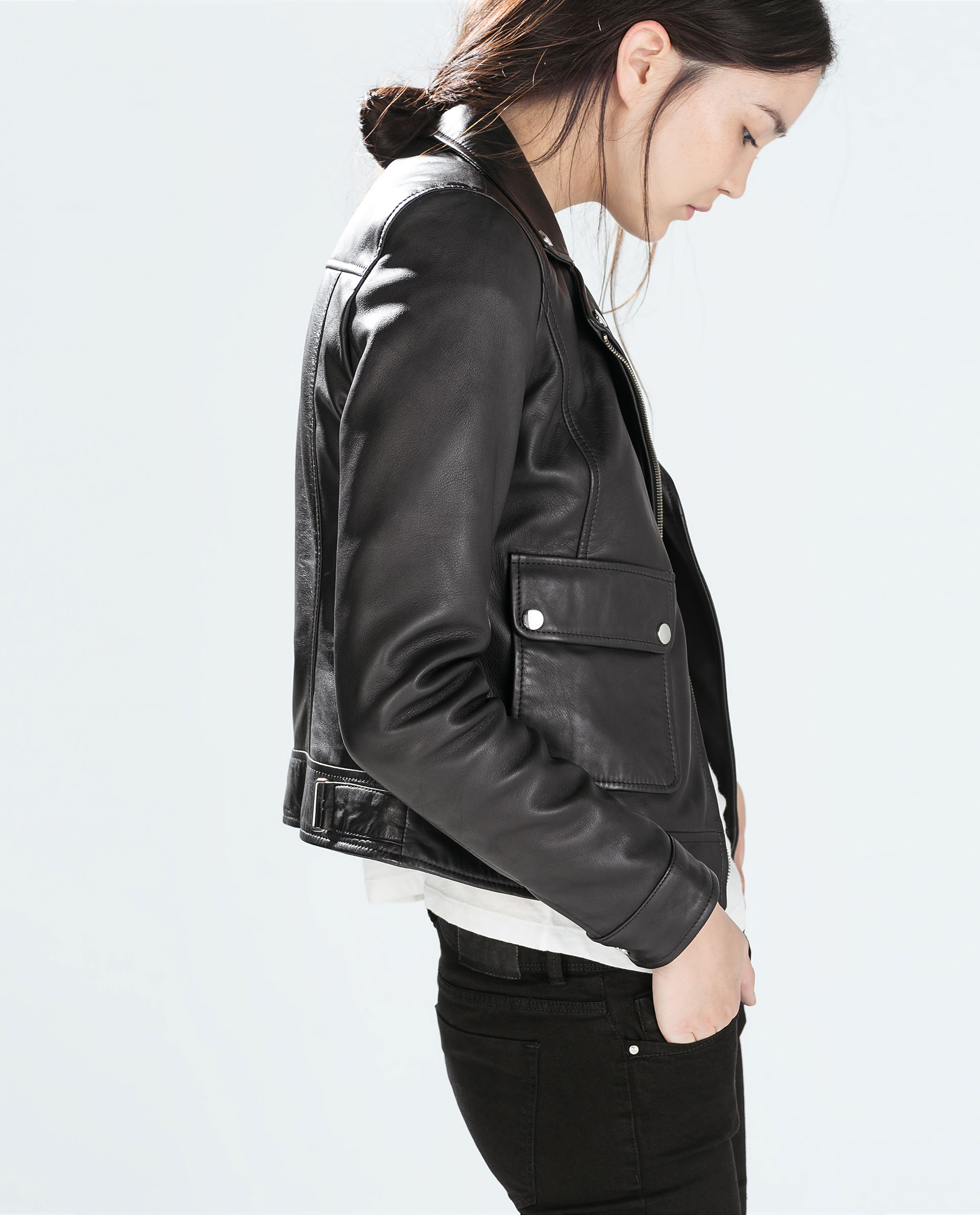 Zara Leather Biker Jacket In Black Lyst Gallery Women S Biker Jackets