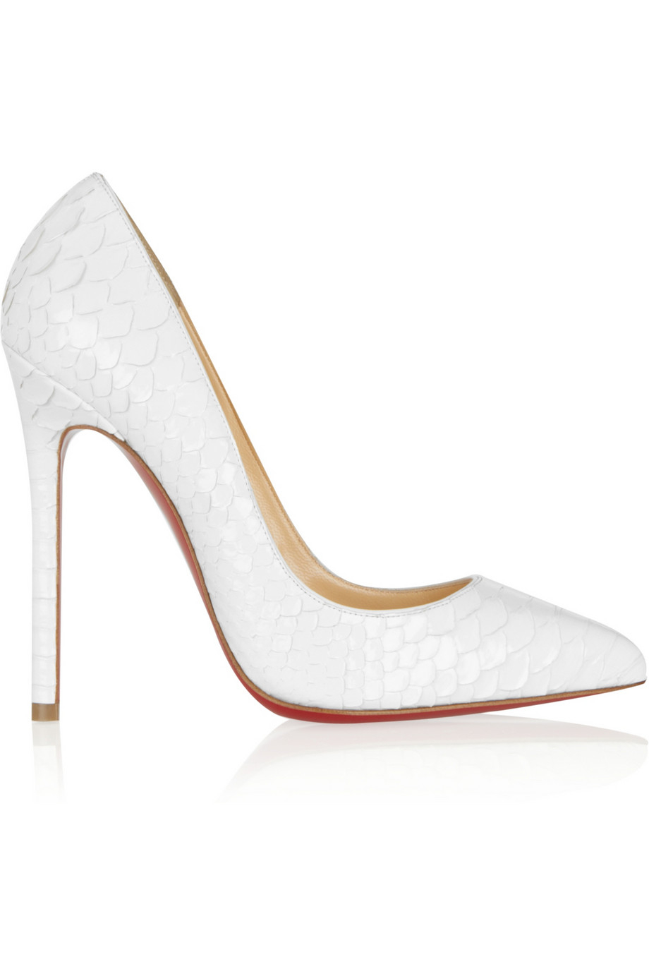 christian louboutin pointed-toe Pigalle pumps Black glossed python ...  