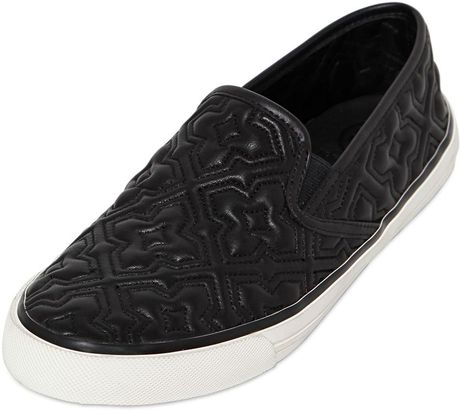 Tory Burch Jesse Quilted Leather Slip On Sneakers in Black for Men | Lyst