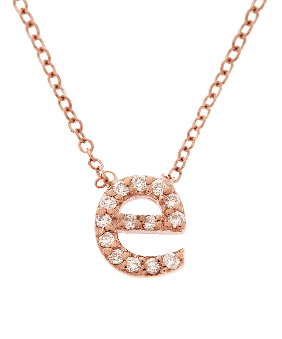 Kc designs Rose Gold Diamond Letter E Necklace in Pink | Lyst