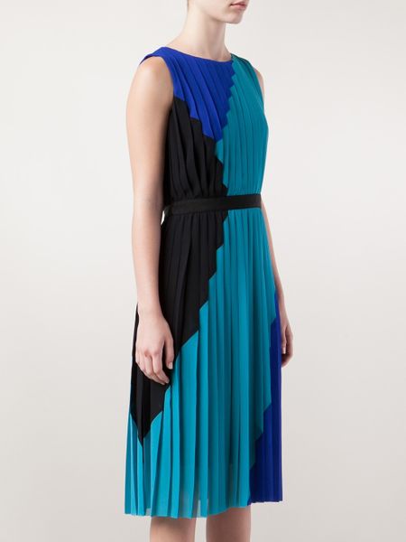 Paul Smith Black Label Pleated Dress in Blue | Lyst