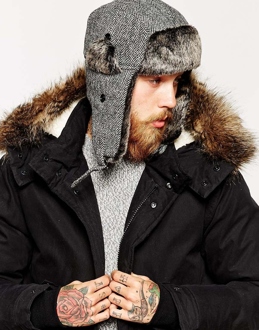 Lyst Asos Trapper Hat In Harris Tweed in Gray for Men