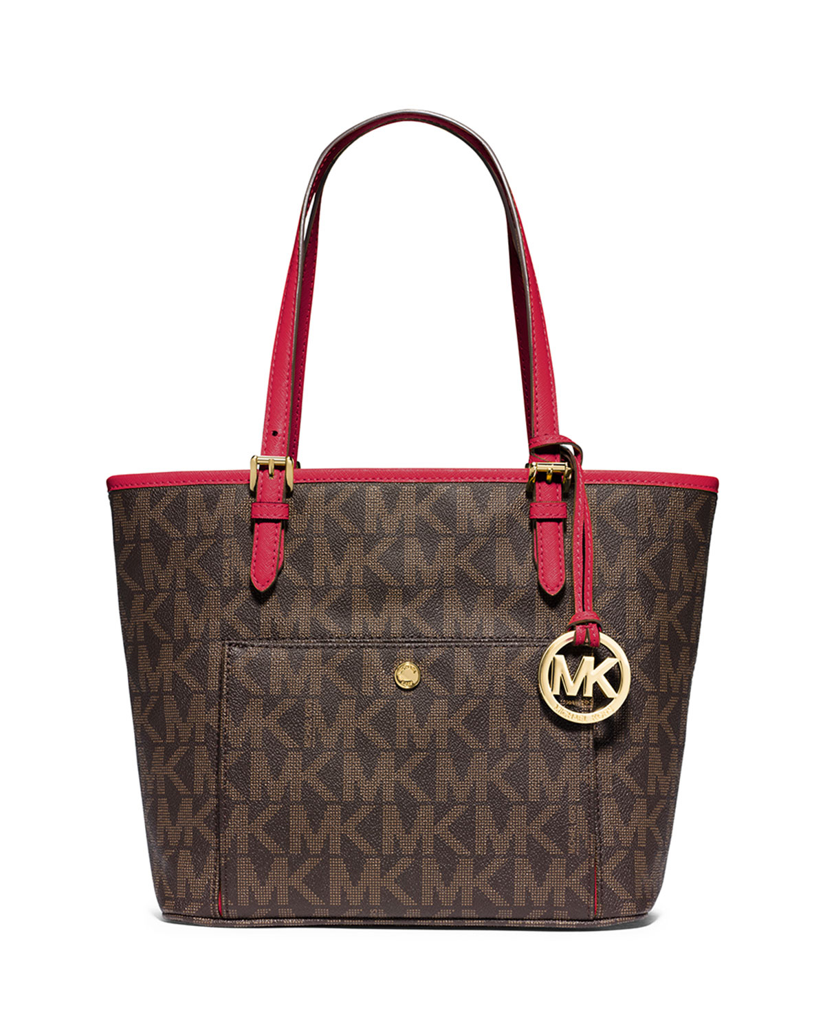 Michael Michael Kors Jet Set Medium Snap Pocket Tote Bag In Black jet 