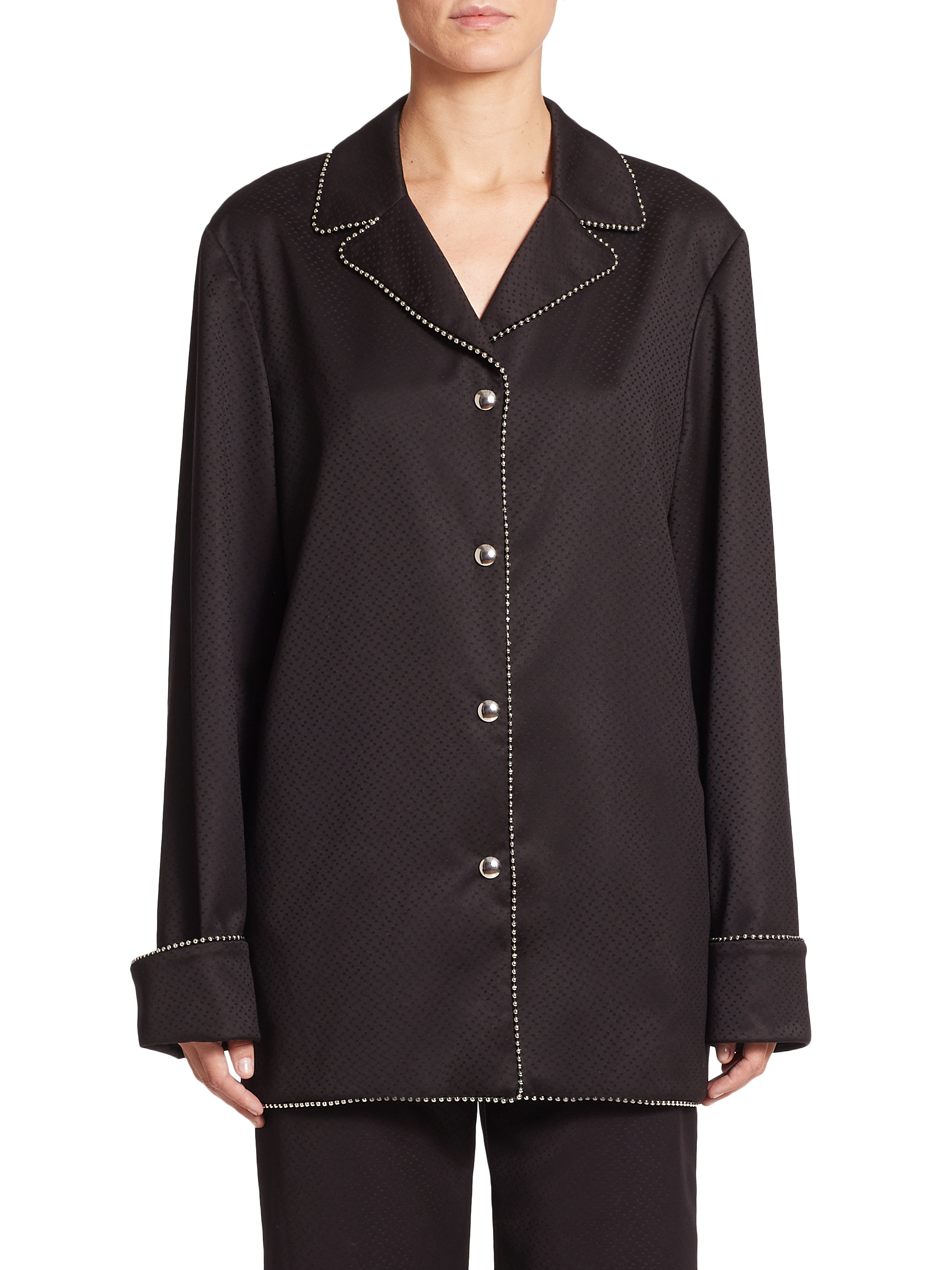 Alexander wang Wool Sateen Pajama Top in Black Lyst