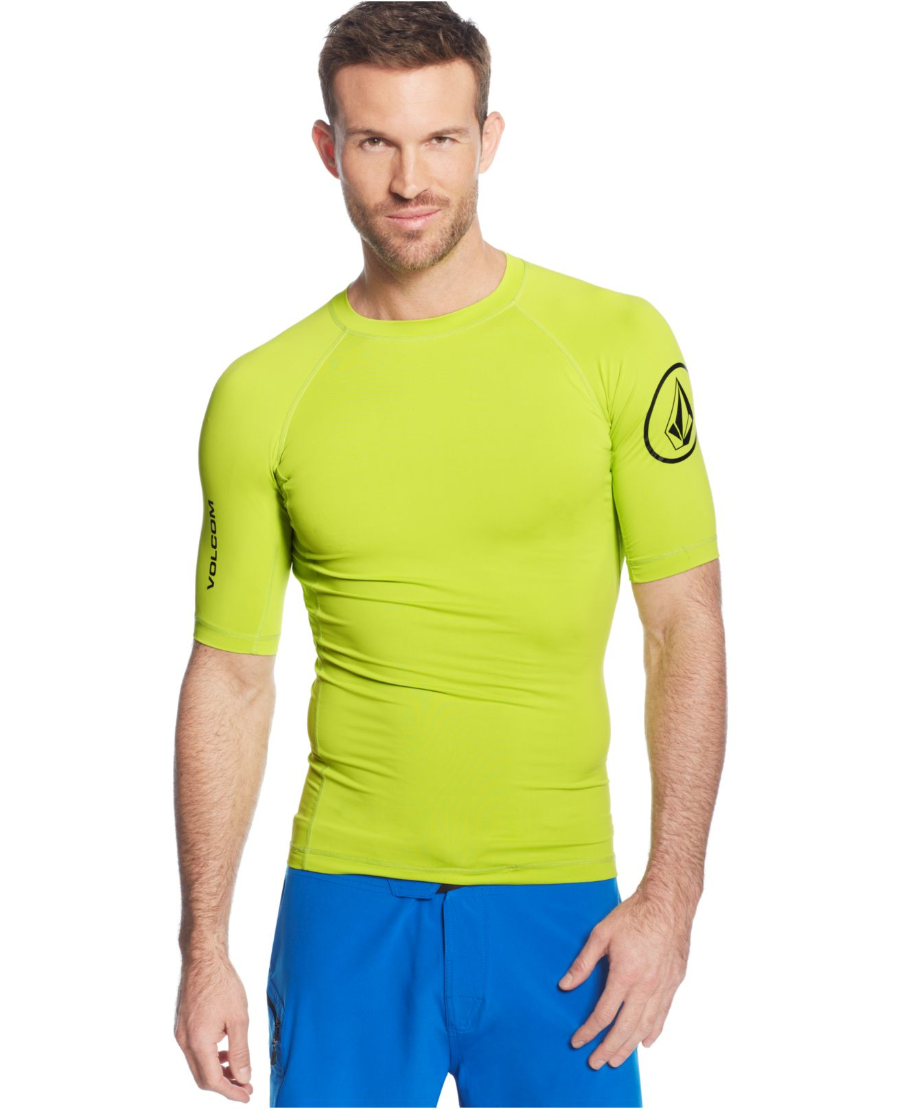 Solid Shortsleeve Upf Rashguard in Yellow for Men (Lime) Lyst