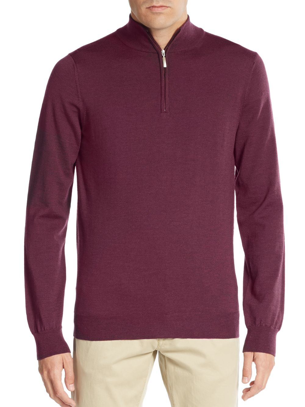 Lyst - Saks fifth avenue Merino Wool Half-zip Sweater in Purple for Men