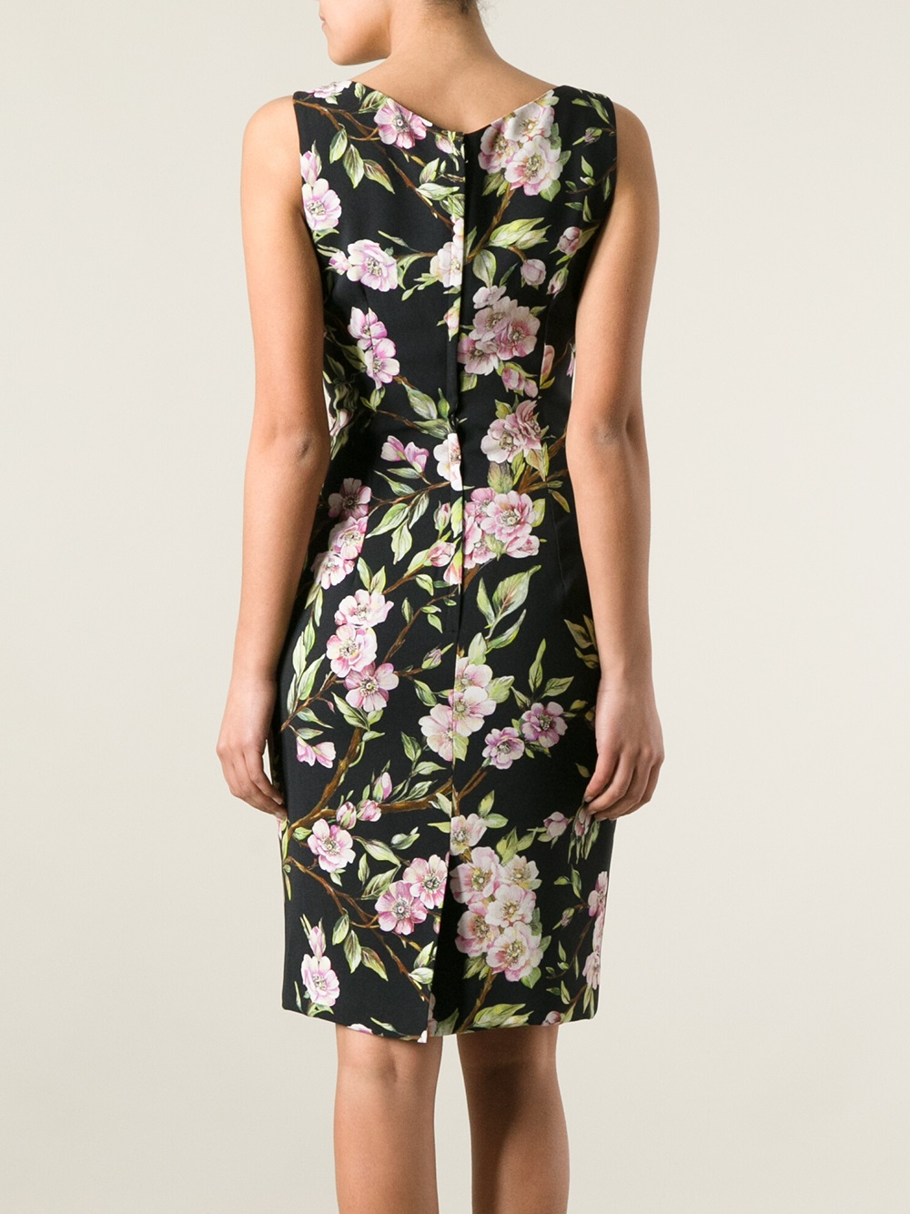 Lyst - Dolce & gabbana Floral Print Dress in Black