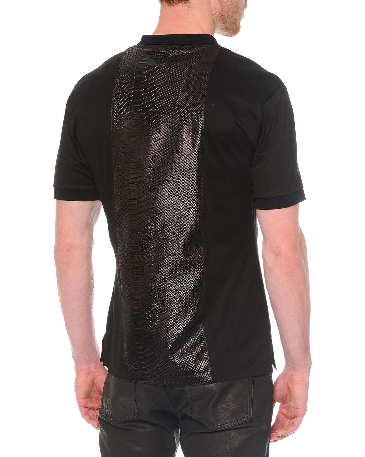 Alexander McQueen Knit Python-print Polo Shirt in Black for Men - Lyst