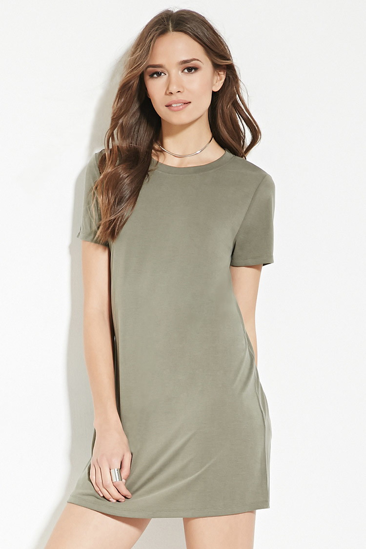 forever 21 olive contemporary t shirt dress green product 3 128685918 normal