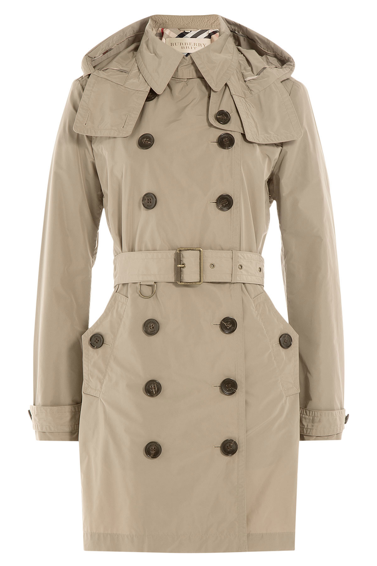 Burberry brit Waterproof Trench Coat With Hood - Beige in Natural | Lyst