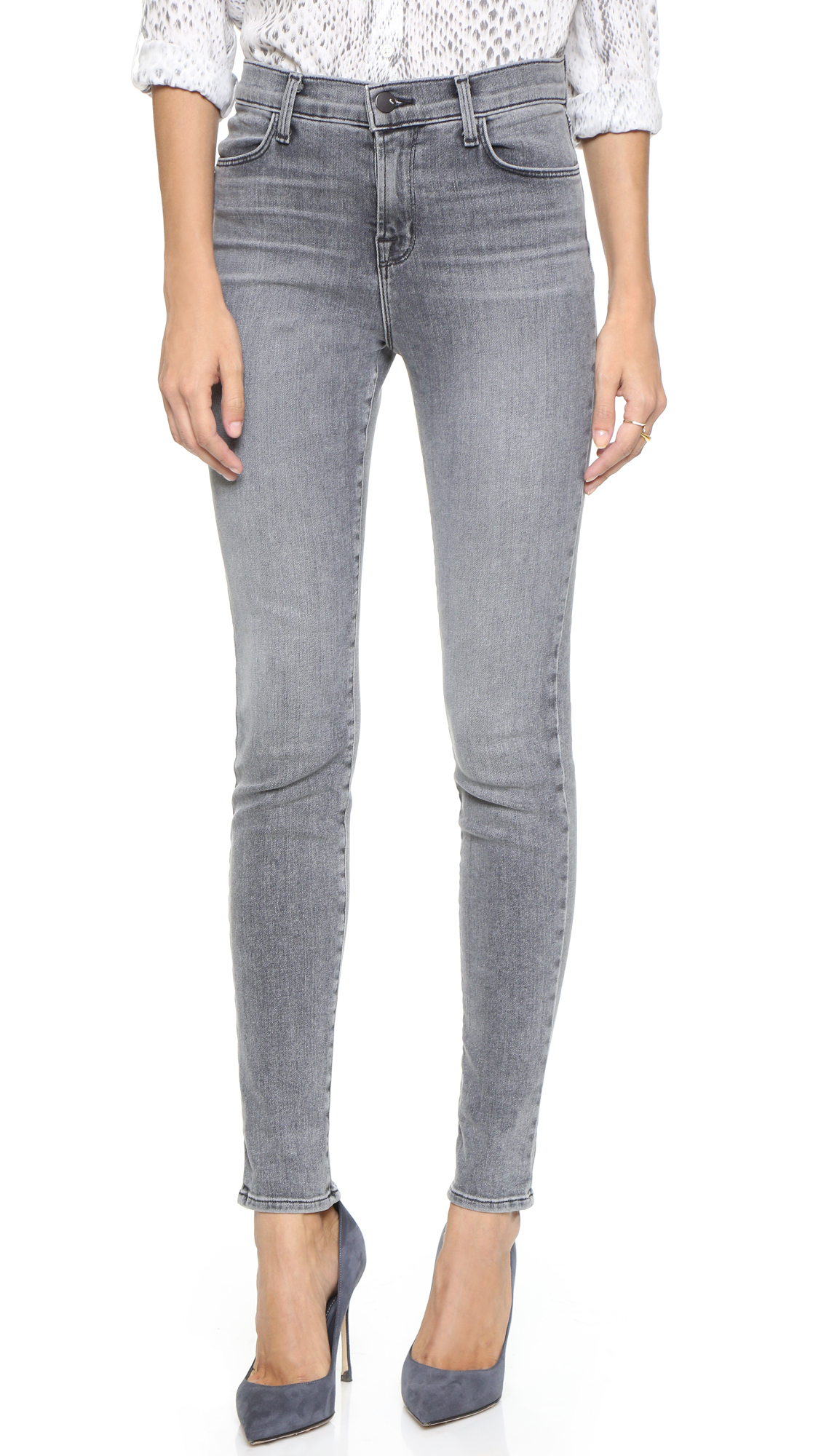 J brand Maria High Rise Skinny Jeans in Gray | Lyst