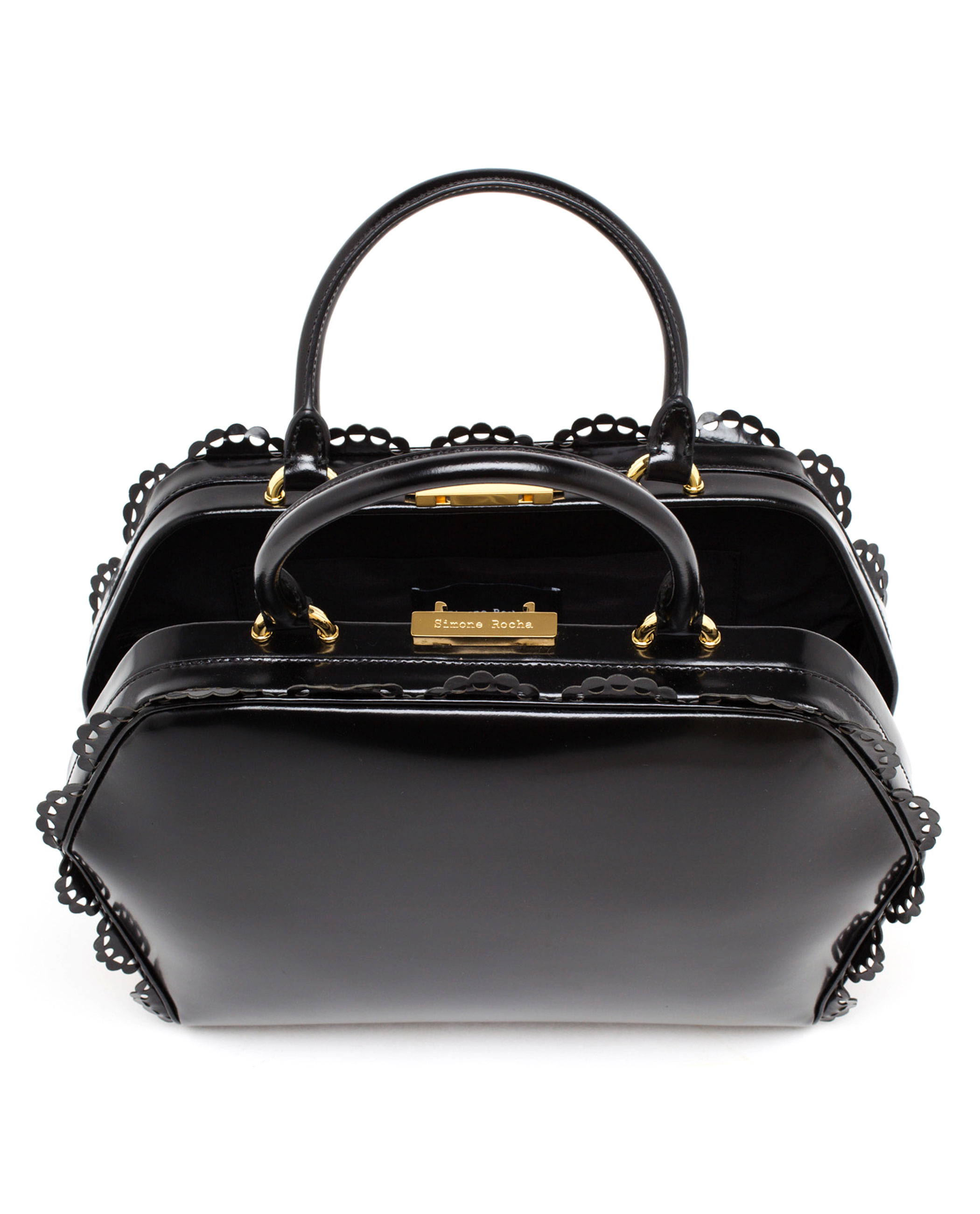 Lyst - Simone Rocha Scalloped Patent Leather Doctors Bag in Black