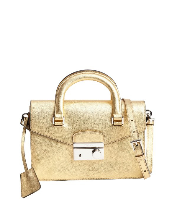 Prada Metallic Gold Leather Mini Shoulder Bag in Metallic | Lyst