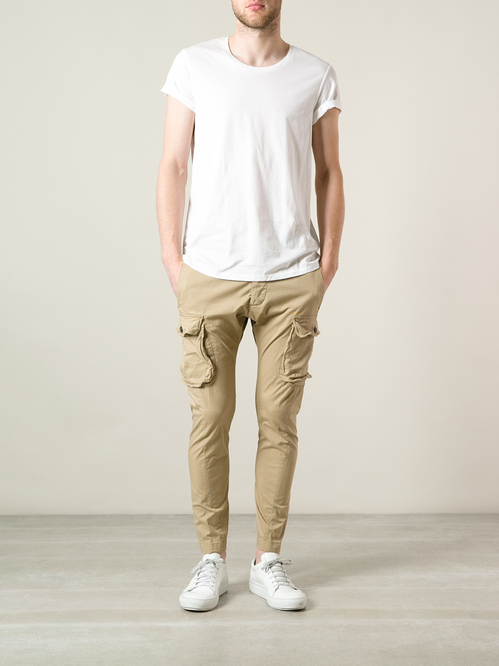 mens beige cargo trousers