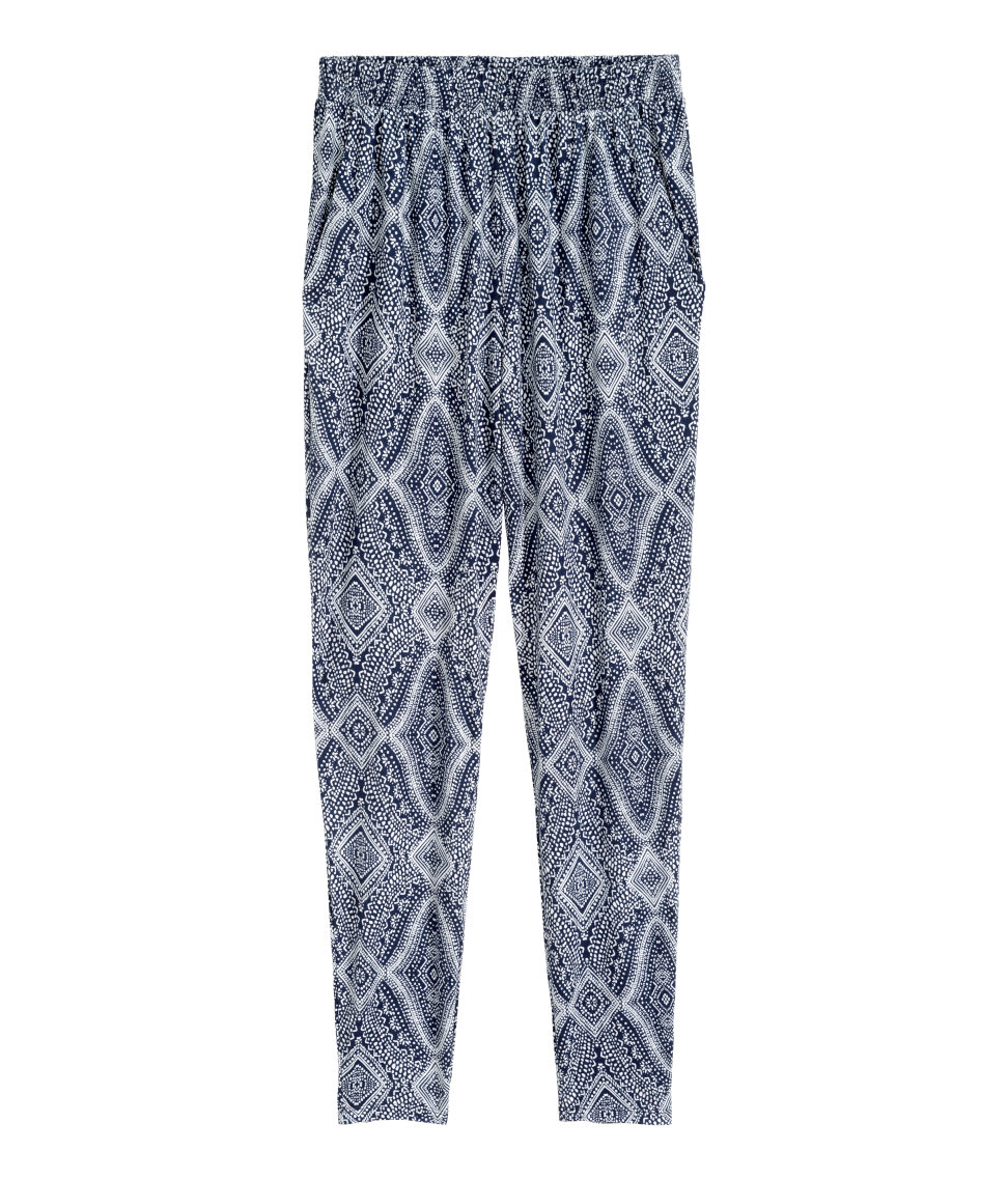 H&m Patterned Jersey Trousers in Blue | Lyst