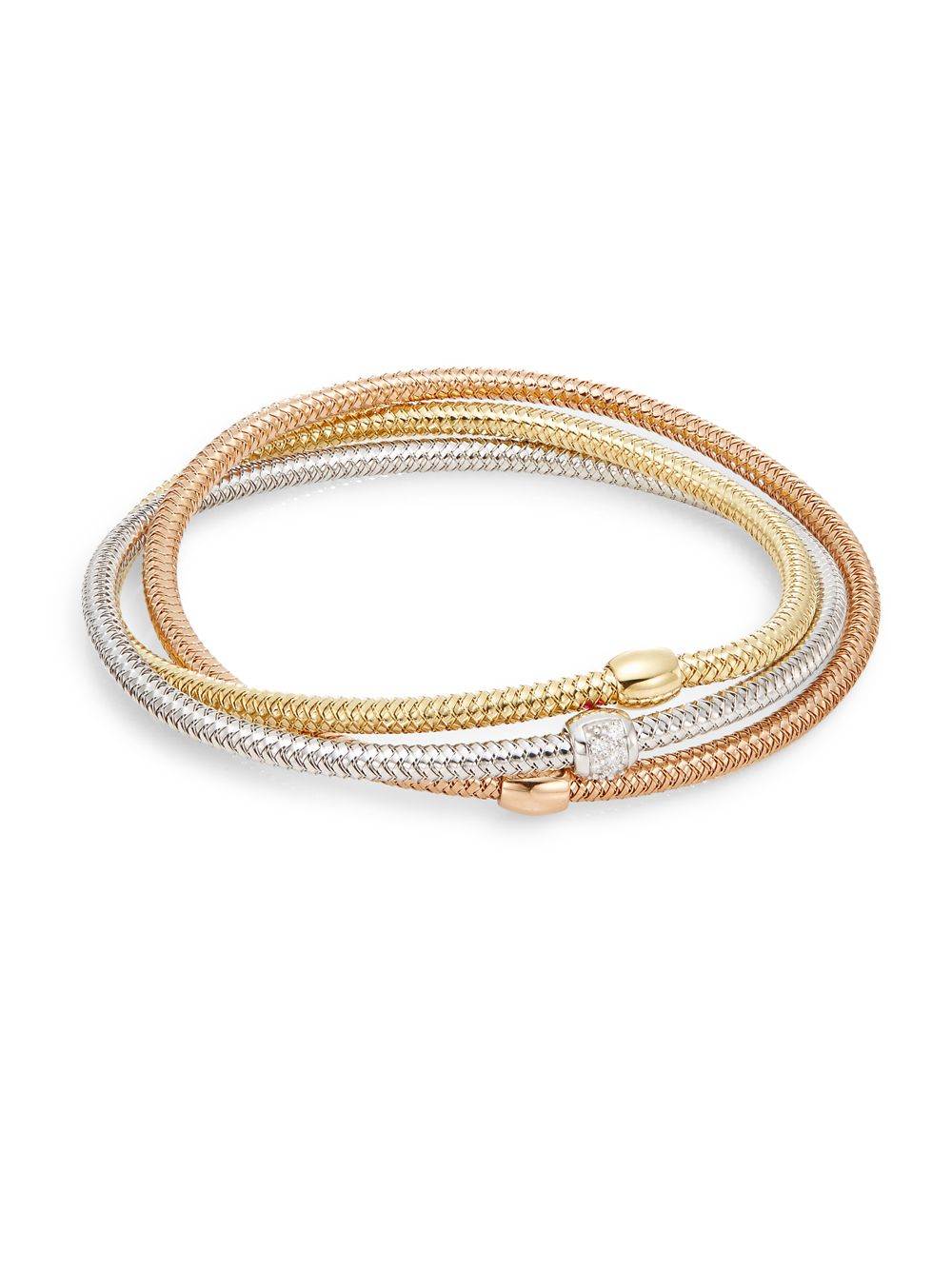 Lyst Roberto Coin Primavera Diamond & 18k Trigold Mesh Bangle
