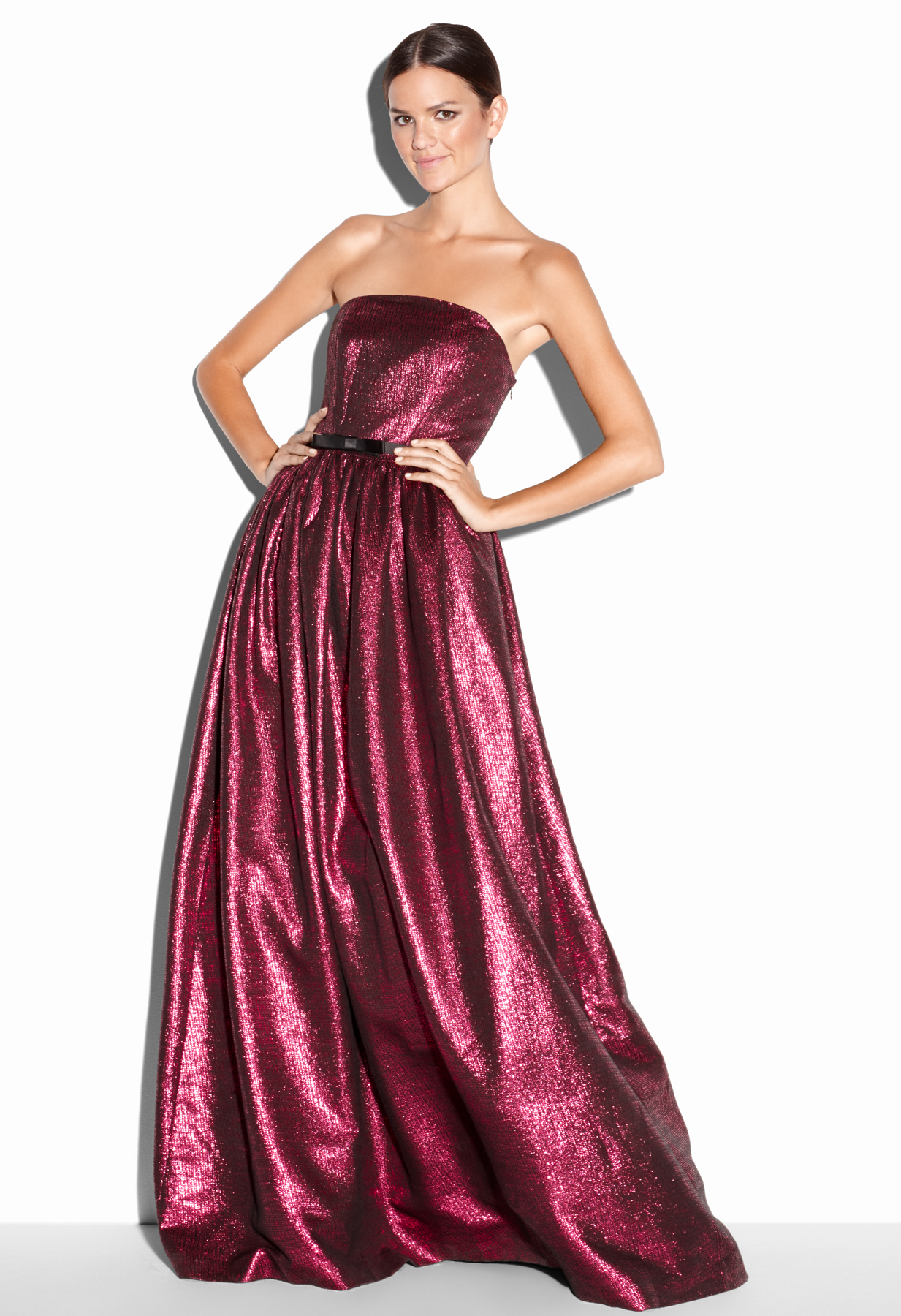 Lyst Milly Metallic Jacquard Strapless Gown in Purple