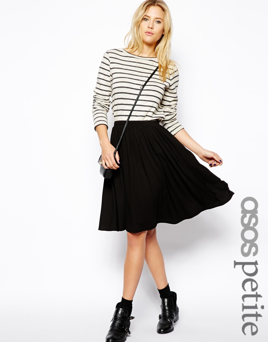 Lyst - Asos Midi Skater Skirt in Black