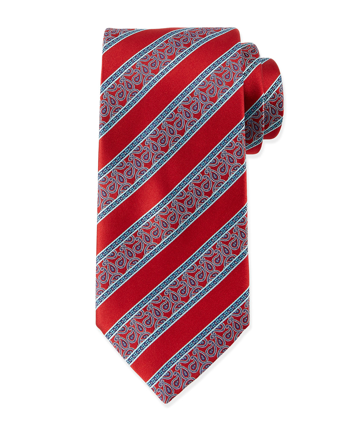 Lyst - Ermenegildo Zegna Stripe & Paisley-print Silk Tie in Red for Men