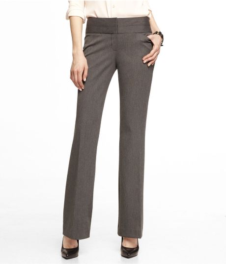 Express Studio Stretch Wide Waistband Flare Editor Pant in Gray (MEDIUM ...