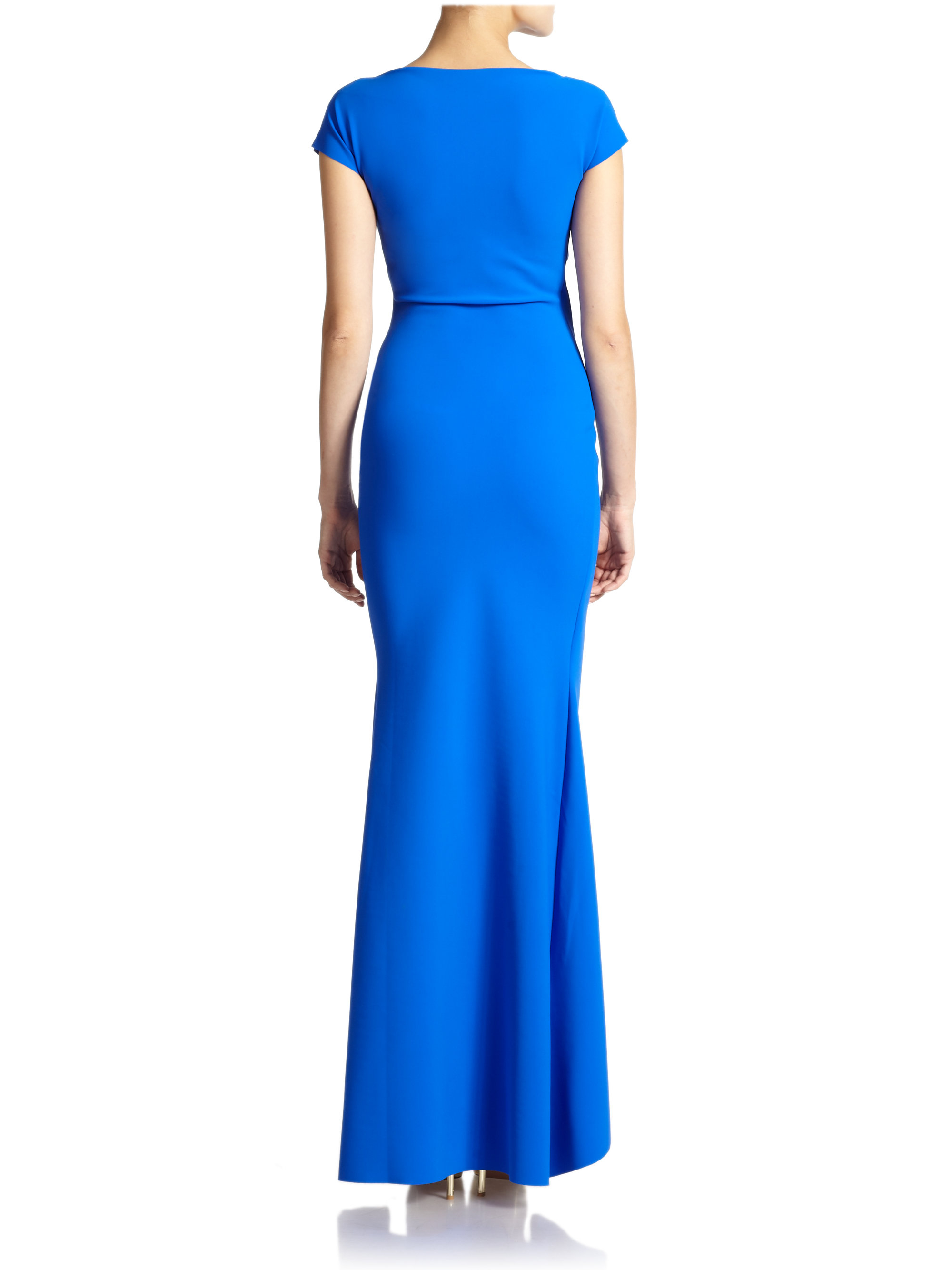 Lyst - La Petite Robe Di Chiara Boni Ruched V-neck Gown in Blue