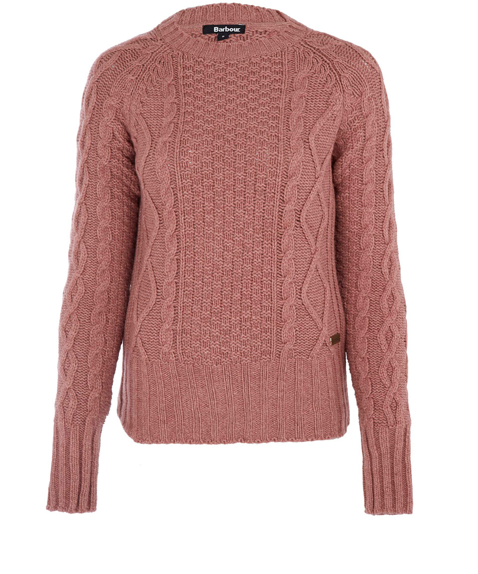 Barbour Light Pink Cable Knit Jumper in Pink | Lyst