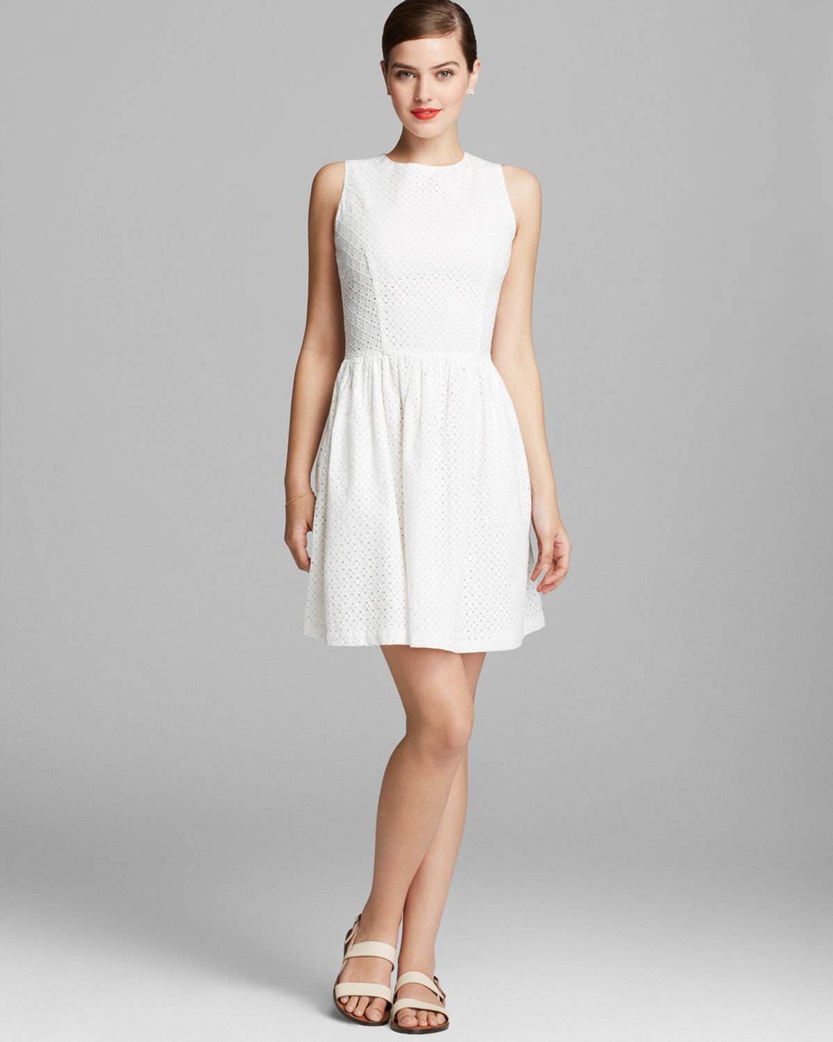 French Connection Dress Sunflower Eyelet in White (Winter White) | Lyst