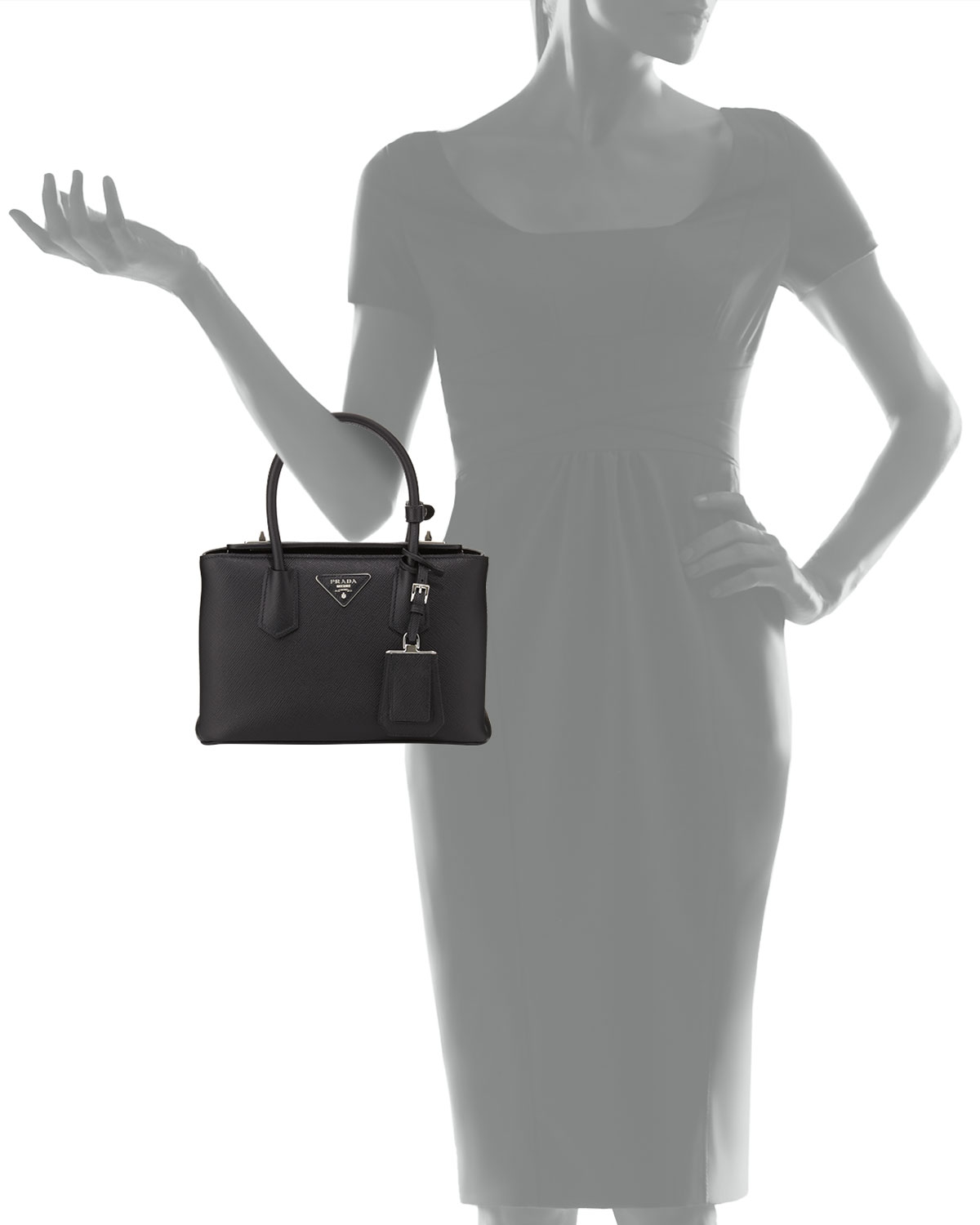 Prada Saffiano Cuir Twin Bag in Black | Lyst  