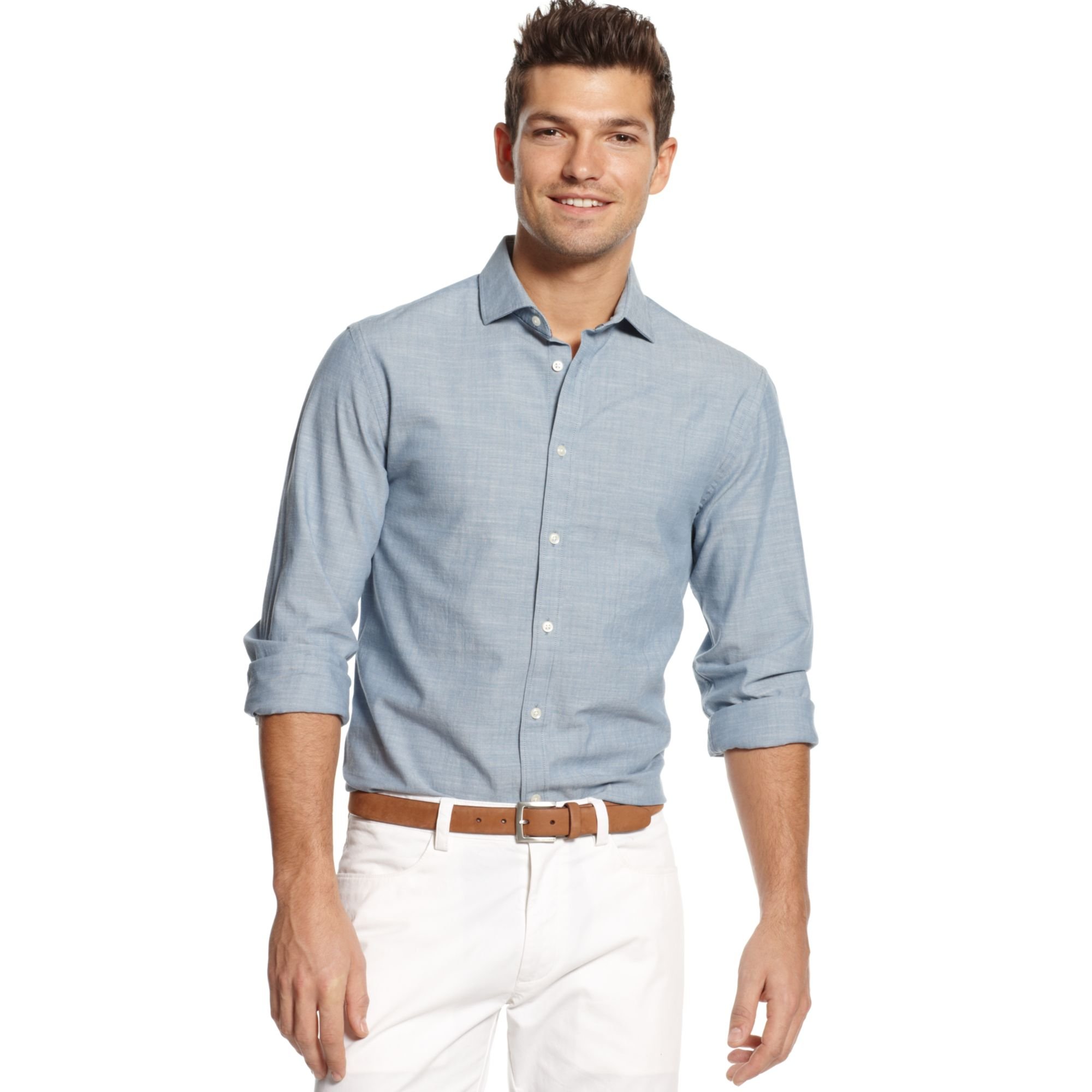 Lyst - Tommy Hilfiger Chambray Shirt European Collection in Blue for Men