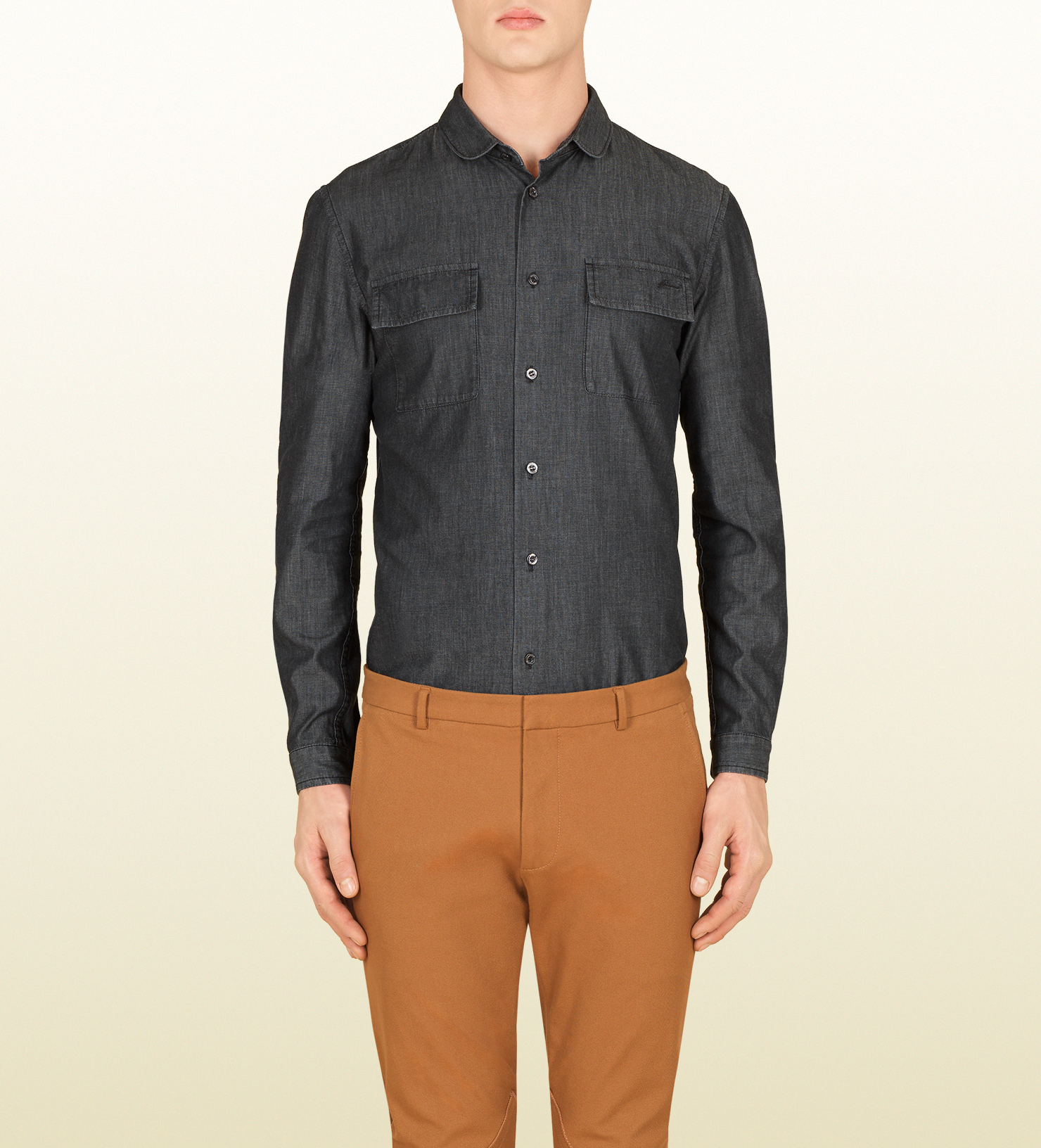 Gucci Chambray Denim Duke Buttondown Shirt in Gray for Men Lyst