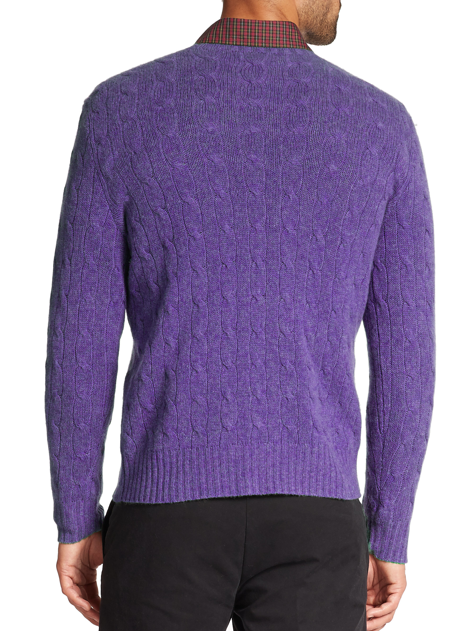 Polo ralph lauren Cableknit Cashmere Sweater in Purple for Men Lyst