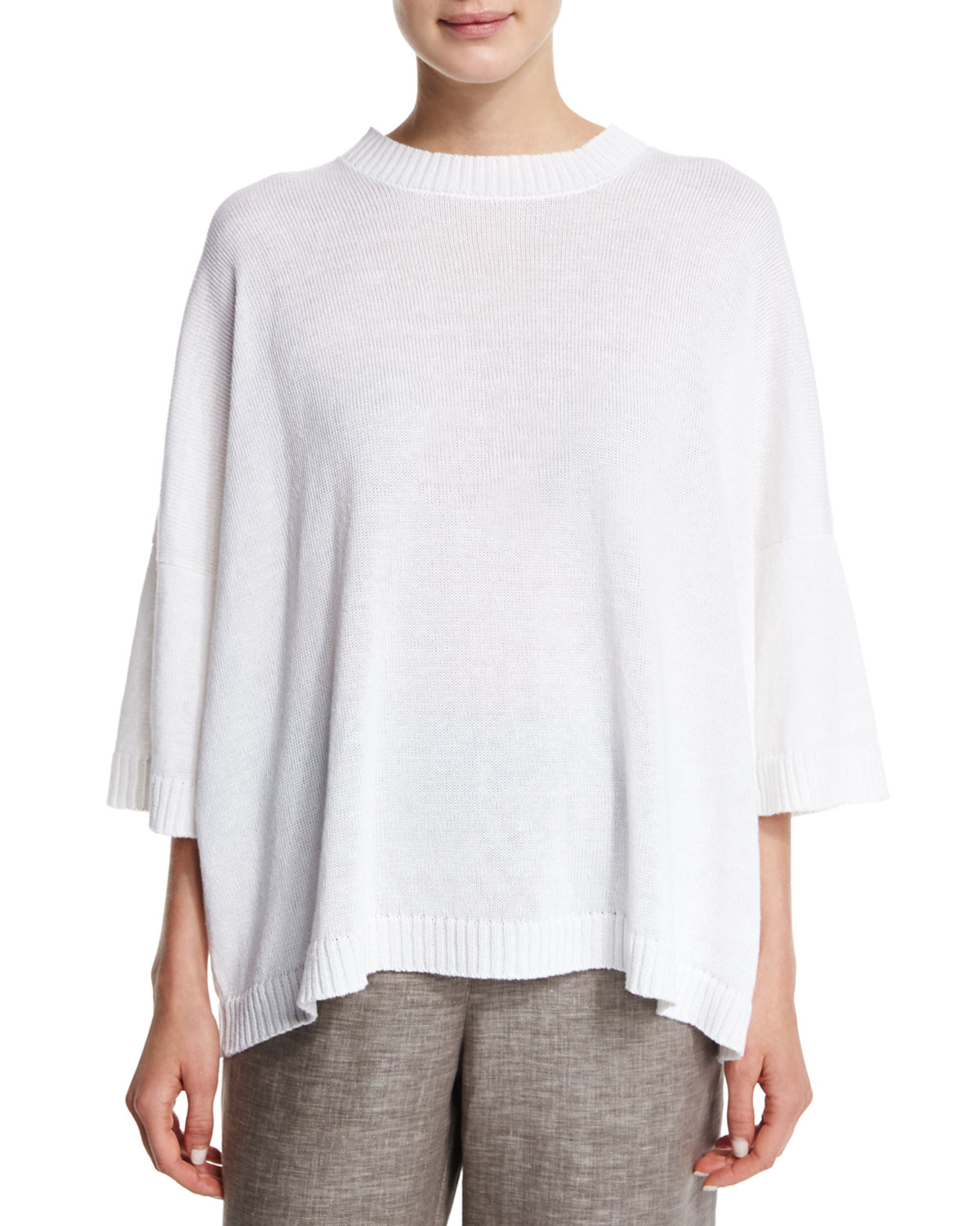 white linen sweater